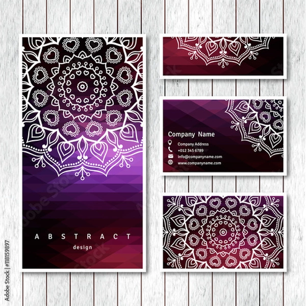 Obraz Set of templates business, visiting, greeting cards, brochure  w