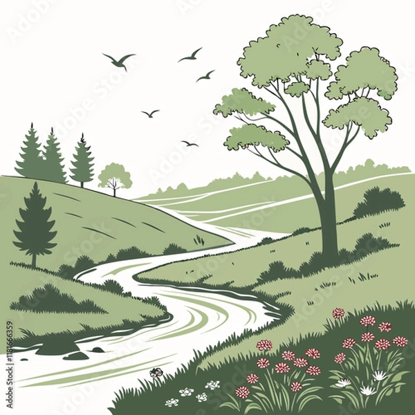 Fototapeta landscape with trees