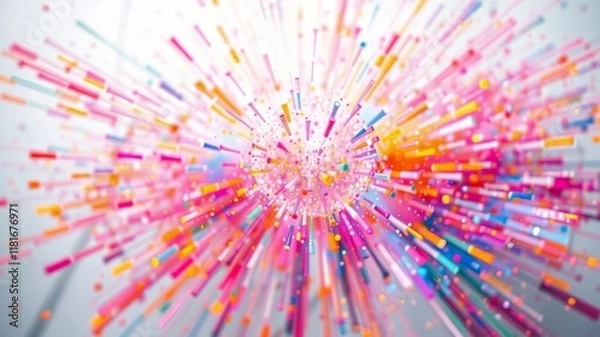 Fototapeta Abstract White Backgrounds - Dynamic Color Explosion