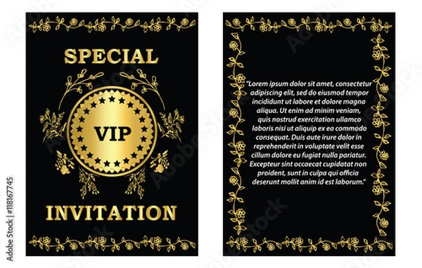 Fototapeta Golden VIP Invitation Card Template-
A Golden VIP invitation card template that can be used for business,company,event or party invitation.
