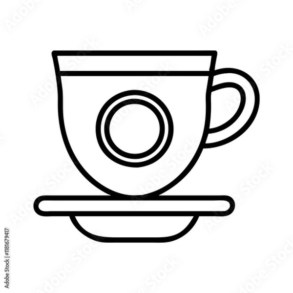 Fototapeta espresso cup icon, drinks line art, drinks vector - simple black line art icon of espresso cup perfect for logos, and drinks-themed designs.