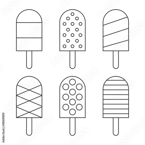 Fototapeta Ice cream set sketch style. Ice cream vector illustration