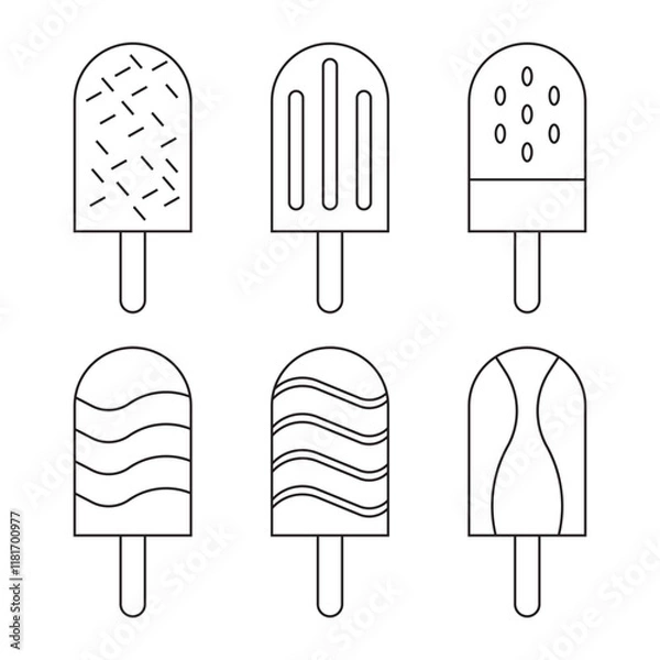 Fototapeta Ice cream set sketch style. Ice cream vector illustration