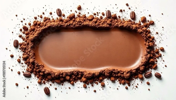 Fototapeta Scattered cocoa powder pattern on a clean white background in digital art style