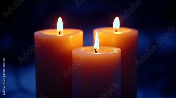 Fototapeta Candles Glow Create Warm Ambiance in Dark Background Peacefully