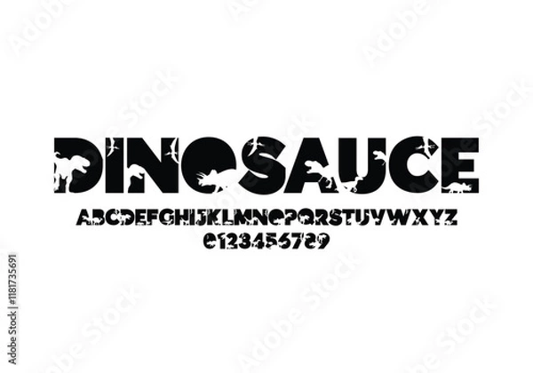 Fototapeta Dinosauce font for logo and headline. Isolated Vector typeset
