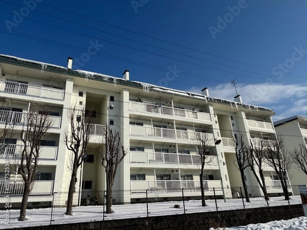 Fototapeta 古い団地のある風景