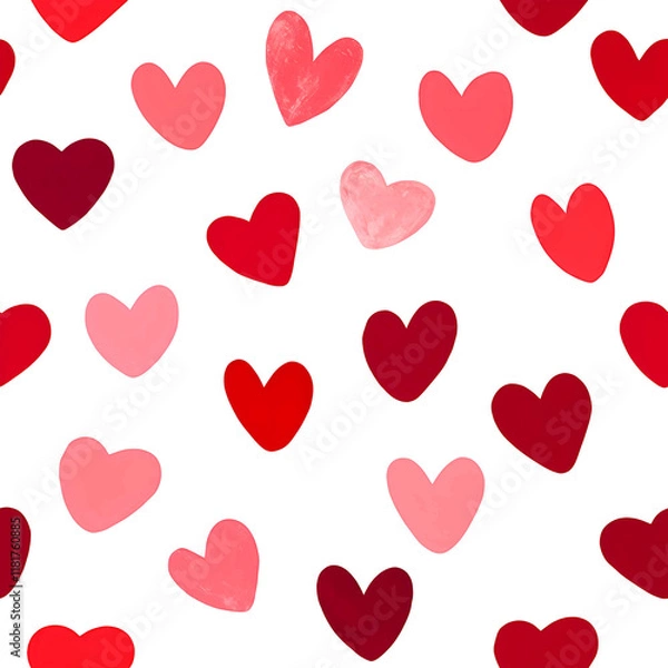 Fototapeta Seamless Red Heart Pattern on White Background – Perfect for Love-Themed Designs