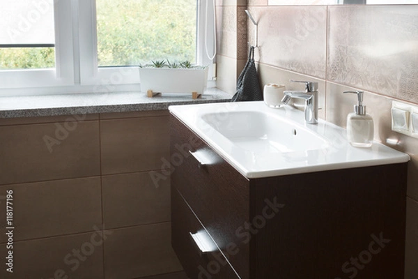 Obraz Sink in bathroom near window