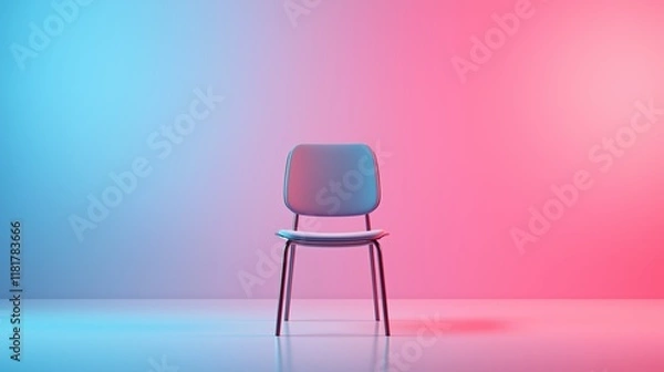 Fototapeta Minimalist Chair Design with Colorful Background and Reflections