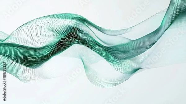 Obraz Dynamic dotted wave network digital realm abstract visualization minimalistic style conceptual art fluid motion