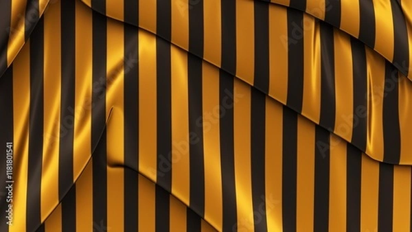 Fototapeta Black silk with golden stripes pattern. Beautifully laid fabric. Elegant fabric horizontal background. High resolution.