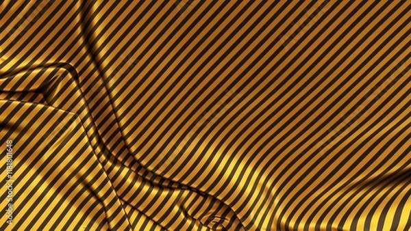 Fototapeta Black silk with golden stripes pattern. Beautifully laid fabric. Elegant fabric horizontal background. High resolution.