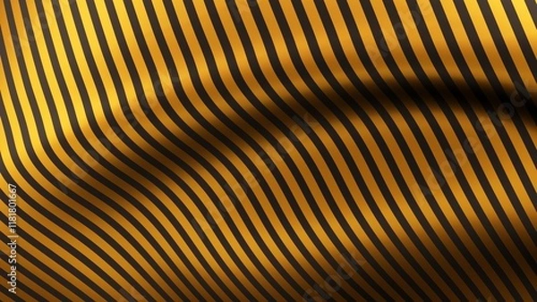 Fototapeta Black silk with golden stripes pattern. Beautifully laid fabric. Elegant fabric horizontal background. High resolution.