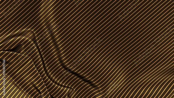 Fototapeta Black silk with golden stripes pattern. Beautifully laid fabric. Elegant fabric horizontal background. High resolution.