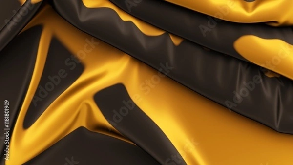 Fototapeta Black and gold silk backdrop. Beautifully laid fabric. Elegant fabric horizontal background. High resolution.