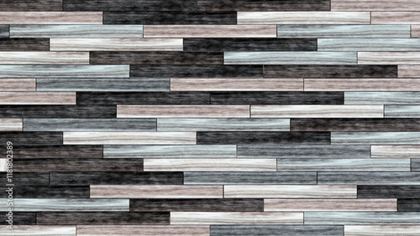 Fototapeta Wooden wall background. Grey wood pattern. Modern wood template. Horizontal wooden planks. 3d illustration.