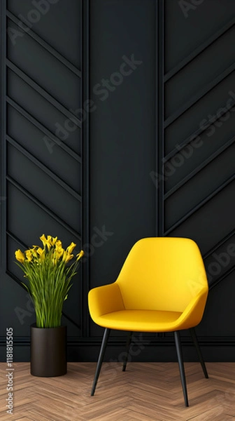 Fototapeta Yellow Chair 3D Render