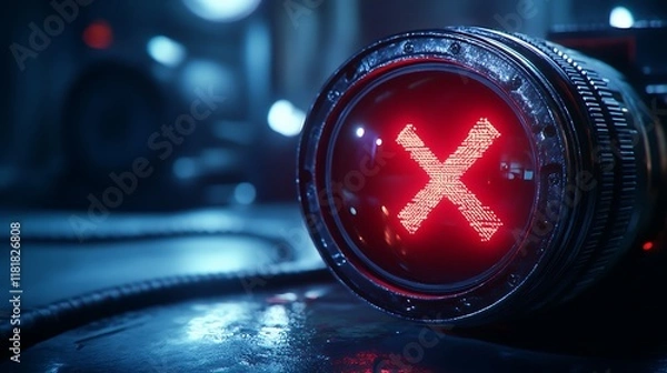 Obraz Red X error on camera lens.