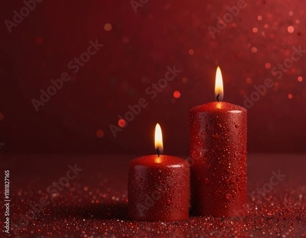 Fototapeta red candles in sparkles. for Valentine's Day