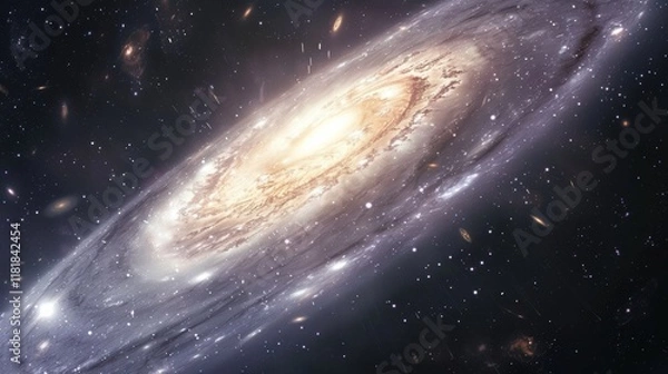 Fototapeta A colorful galaxy glowing with vibrant stars and luminous nebulas in space.