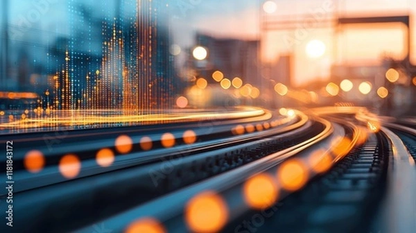 Fototapeta Powering infrastructure finance at sunset a dynamic journey