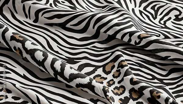 Fototapeta Abstract Zebra and Leopard Print Fabric Texture Background
