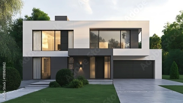 Obraz Modern Architectural Masterpiece Showcasing Sleek and Stylish Features