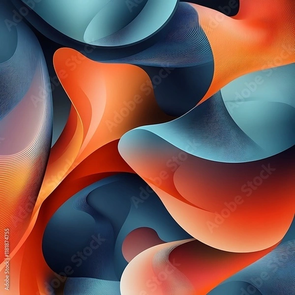 Fototapeta Colorful abstract art blending fluid shapes and dynamic motion effects