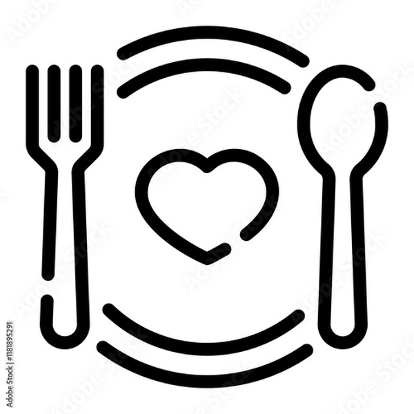 Fototapeta dinner line icon