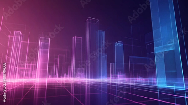 Fototapeta abstract building futuristic background with lines minimalist gradient