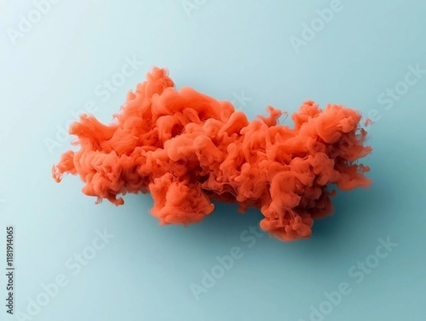 Obraz Explosive Orange Ink Documented on a Pure White Canvas This Digital Captures the Energy and Movement of the Fluid Showcasing the and Abstract Expressionist Qualities of the Dynamic Vivid Composition