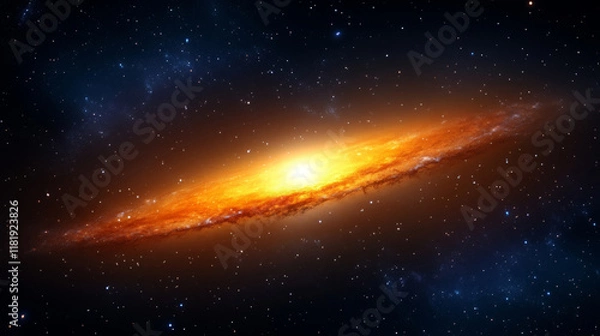 Fototapeta stunning wide angle view of luminous galaxy, showcasing vibrant colors and intricate details in cosmic expanse. beauty of universe is truly captivating