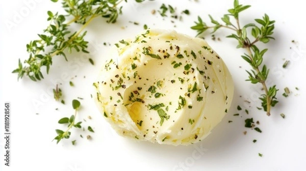 Obraz Softened Butter with Fresh Herbs Garnish