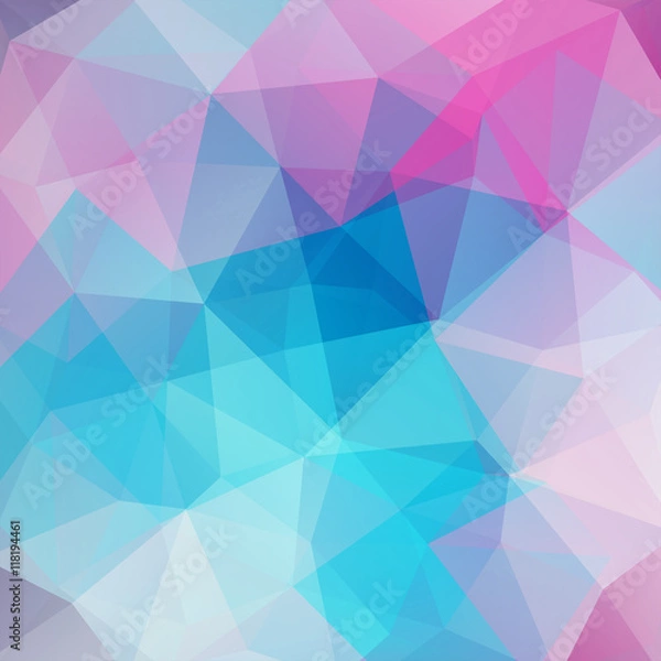 Fototapeta abstract background consisting of pink, blue triangles, vector illustration