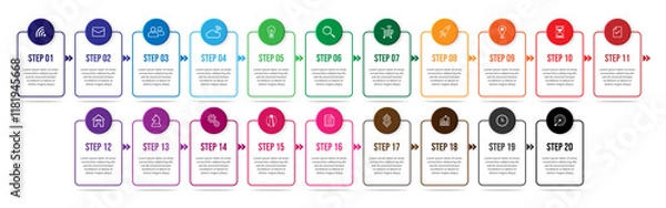 Fototapeta Vector illustration Infographic design template with 20 options, there are number icons which are great for your business presentation