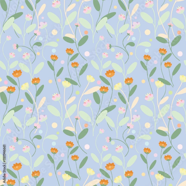Obraz Beautiful little pastel blossom pattern for fabric and background.