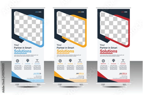 Fototapeta Corporate And Creative Business Roll Up Banner Template, polygon background, vector illustration, business flyer, and display banner for your Corporate business