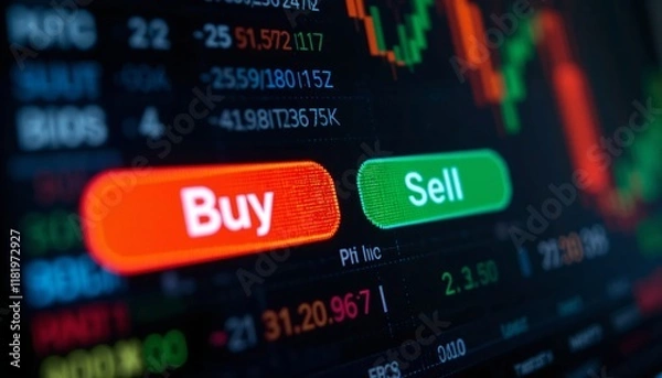 Obraz Buy or sell buttons concept displayed on a computer screen