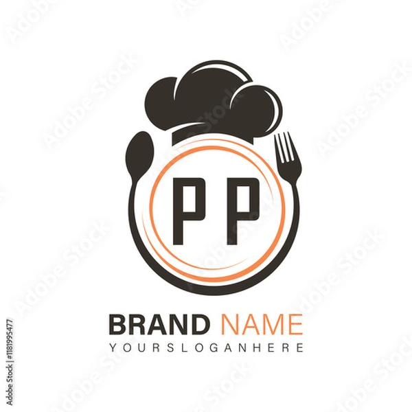 Obraz initial monogram logo With restaurant Circle shape logo design.
