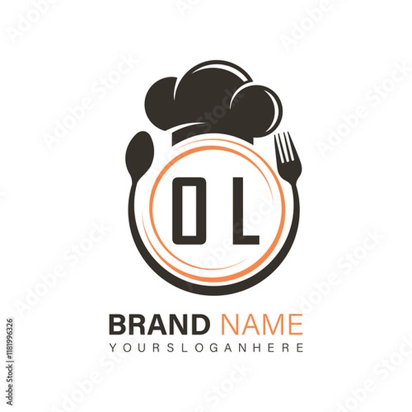 Fototapeta initial monogram logo With restaurant Circle shape logo design.
