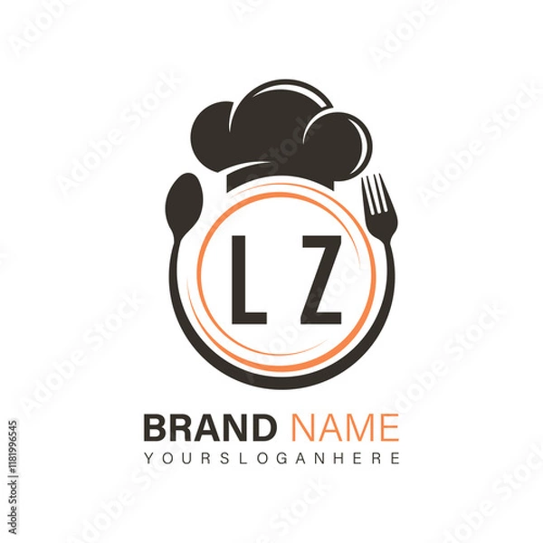 Fototapeta initial monogram logo With restaurant Circle shape logo design.
