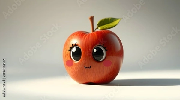 Fototapeta adorable animated apple with space for text on bright background for posters