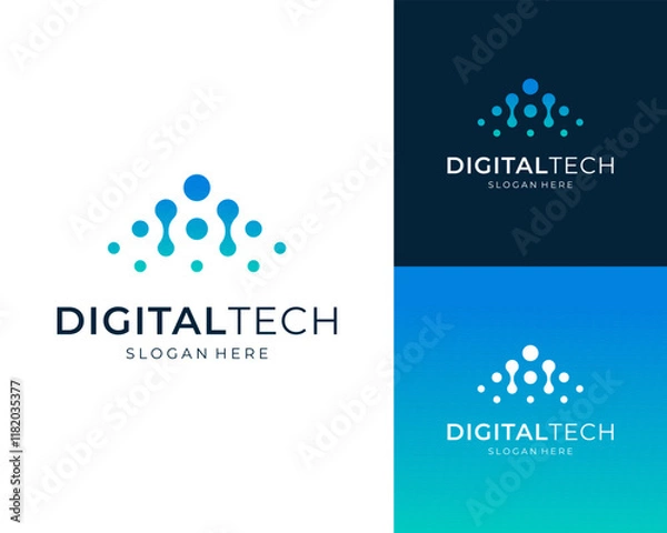 Fototapeta Molecule Molecular Connection Growth Digital Technology Innovation Vector Logo Design Illustration
