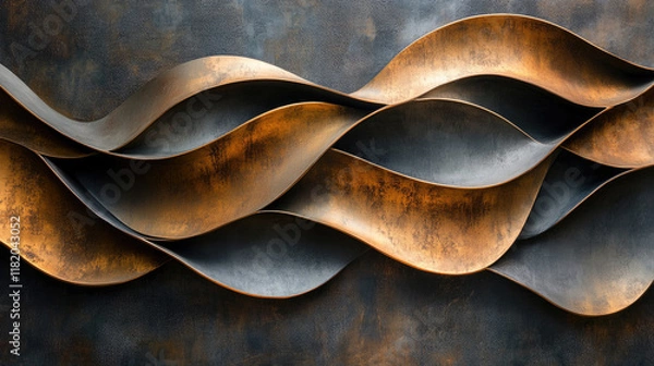Fototapeta Elegant Waves of Metal with Rich Texture and Warm Tones