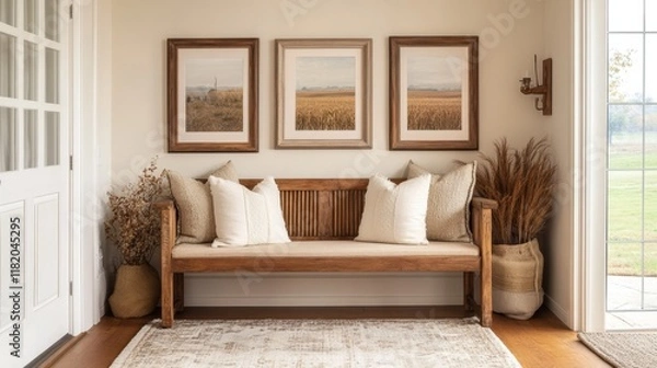 Fototapeta Cozy and Inviting Entryway with Natural Elements and Warm Decor