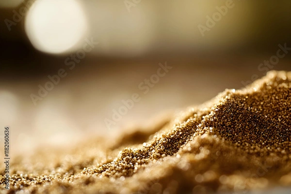 Obraz Close-up of a pile of brown sugar, glistening texture, soft focus background. Perfect for food, drink, or baking themes.