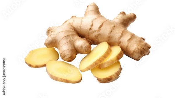 Obraz ginger root on white background