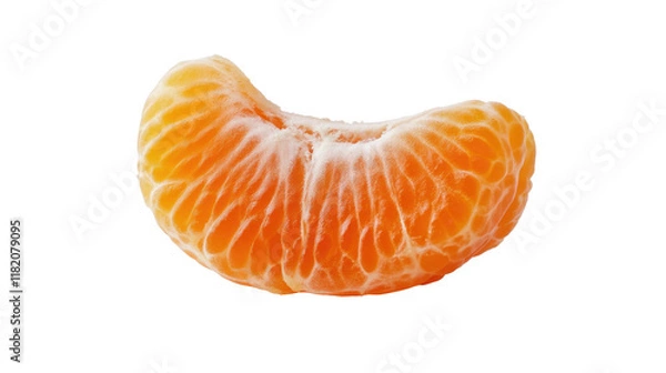 Fototapeta Close-Up Photograph of a Juicy Orange Segment Isolated on a White Background Highlighting the Textured Surface and Vibrant Color of Citrus Fruit