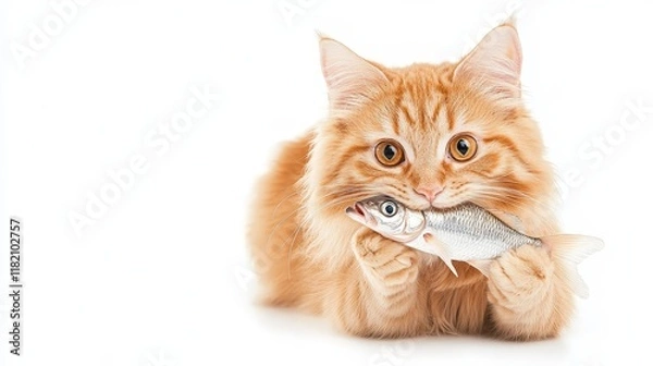 Fototapeta Cheerful Orange Tabby Cat with Playful Expression